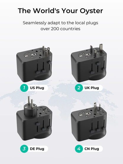 AUKEY GlobeMate 65W GaN Universal Travel Adapter with 2 USB-C + USB-A for 200+ Countries – PA-TA11A - Image 2