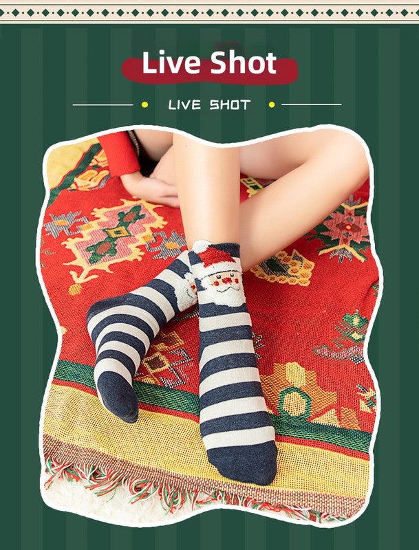 Christmas gift  Christmas Socks Combed Cotton 4 Pair Medium Socks Gift Box - Image 6