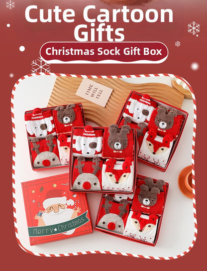 Christmas gift  Christmas Socks Combed Cotton 4 Pair Medium Socks Gift Box - Image 2