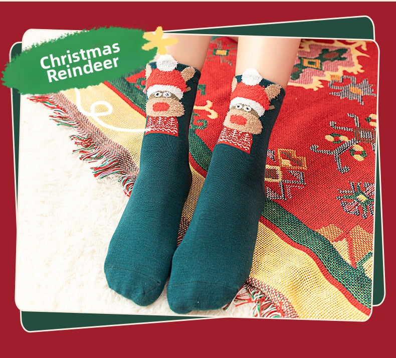 Christmas gift  Christmas Socks Combed Cotton 4 Pair Medium Socks Gift Box - Image 8