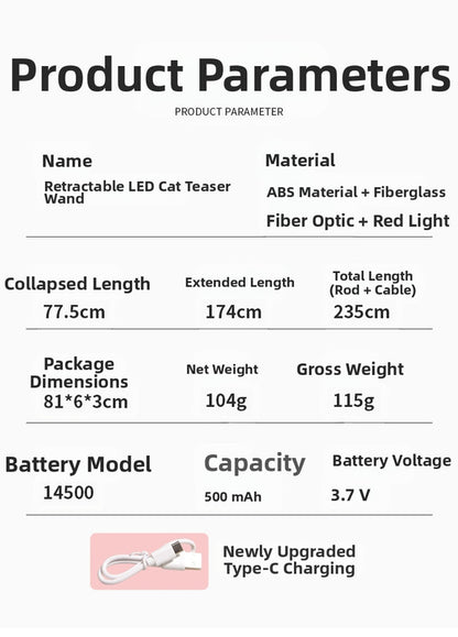 pet products Interactive LED telescopic pole cat teaser stick - Image 2