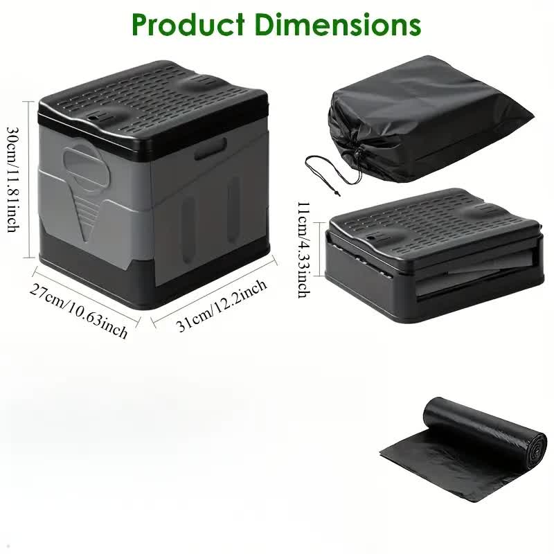 Portable Car Toilet with Integrated Waste Bin - Durable PP Material, Ideal for RVs, Outdoor Camping & Emergency Situations - Sleek Design with Ventilation Slits RV Toilets - Image 2