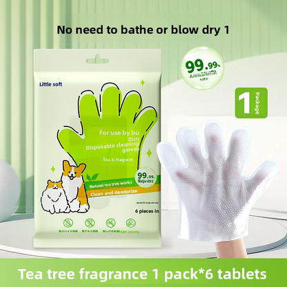 pet products -free cleaning gloves for dog bathing and deodorizing, cat dry cleaning wet wipes supplies, two packs. - Image 5