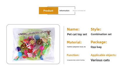 pet products Super Set (21 Pcs) - Cat Tunnel, Teaser, Mice, Jingle Balls, & Pom Poms. (Note: accessory colors are shipped randomly). - Image 2