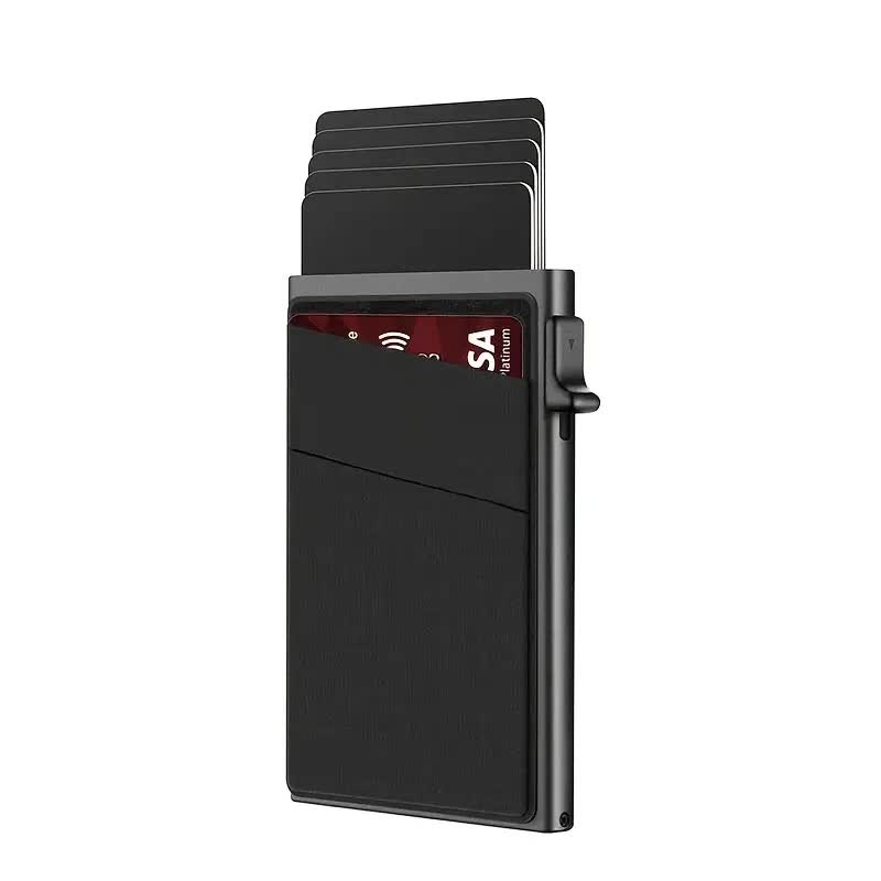 Contemporary Acrylic RFID Blocking Card Holder - Minimalist Business Wallet for Men, Automatic Pop-Up, 1pc - Image 3