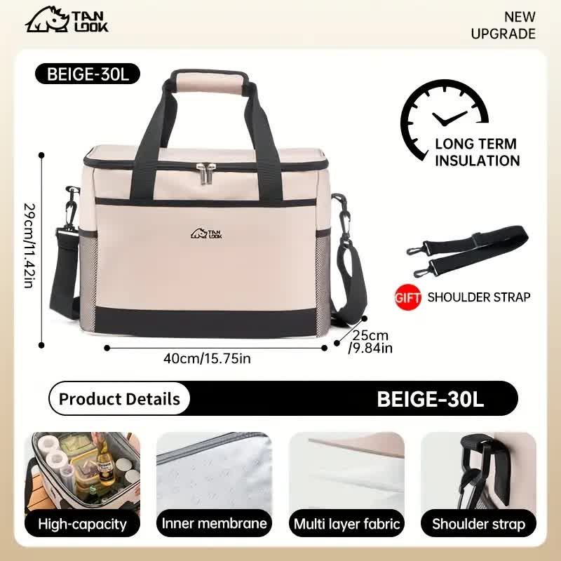 Blue Portable Insulated Cooler Bag for Camping & Picnics - Durable Outdoor Storage Tote - Image 3