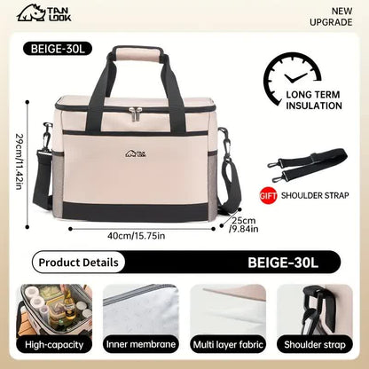 Blue Portable Insulated Cooler Bag for Camping & Picnics - Durable Outdoor Storage Tote - Image 3