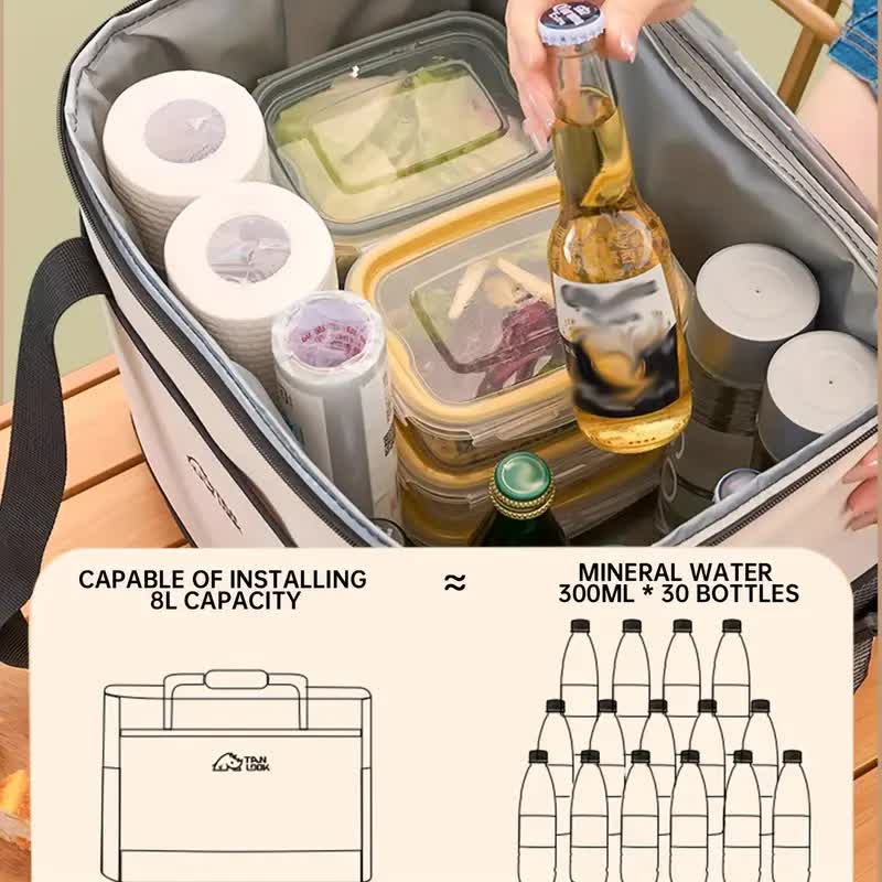 Blue Portable Insulated Cooler Bag for Camping & Picnics - Durable Outdoor Storage Tote - Image 4