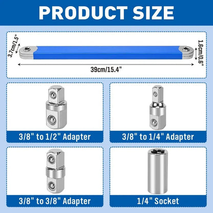 Extension Wrench Set Offset Ratchet Spanner Extender With Drive Adapters Socket - Image 2