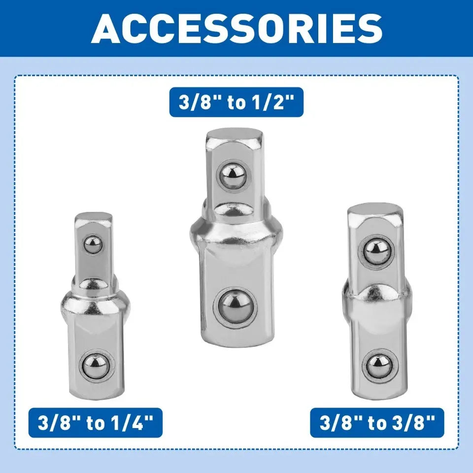 Extension Wrench Set Offset Ratchet Spanner Extender With Drive Adapters Socket - Image 4
