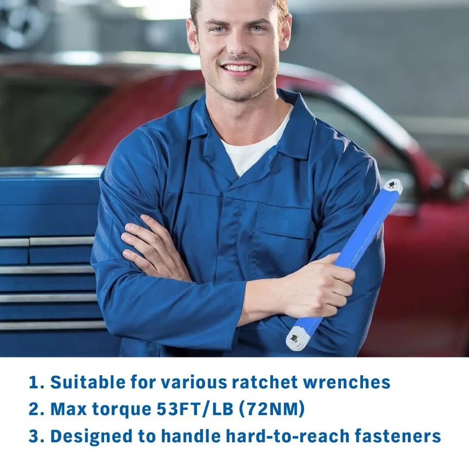 Extension Wrench Set Offset Ratchet Spanner Extender With Drive Adapters Socket - Image 8