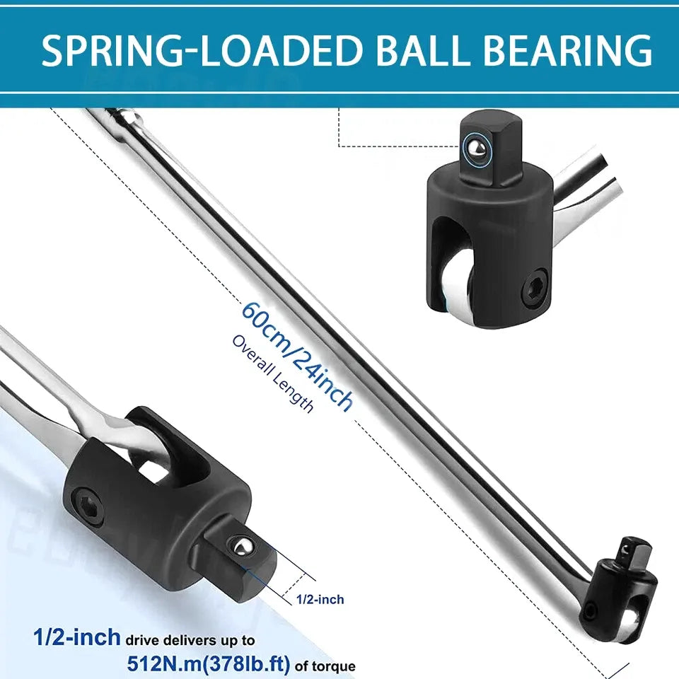 375MM 15" Breaker Bar Socket Heavy Duty 1/2" Drive Wrench Long Spanner - Image 3