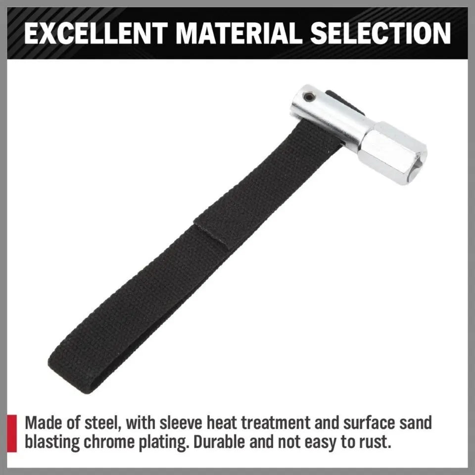 1/2" Adjustable Oil Filter Strap Wrench Threaded Oil Filter Removal Tool Nylon - Image 3
