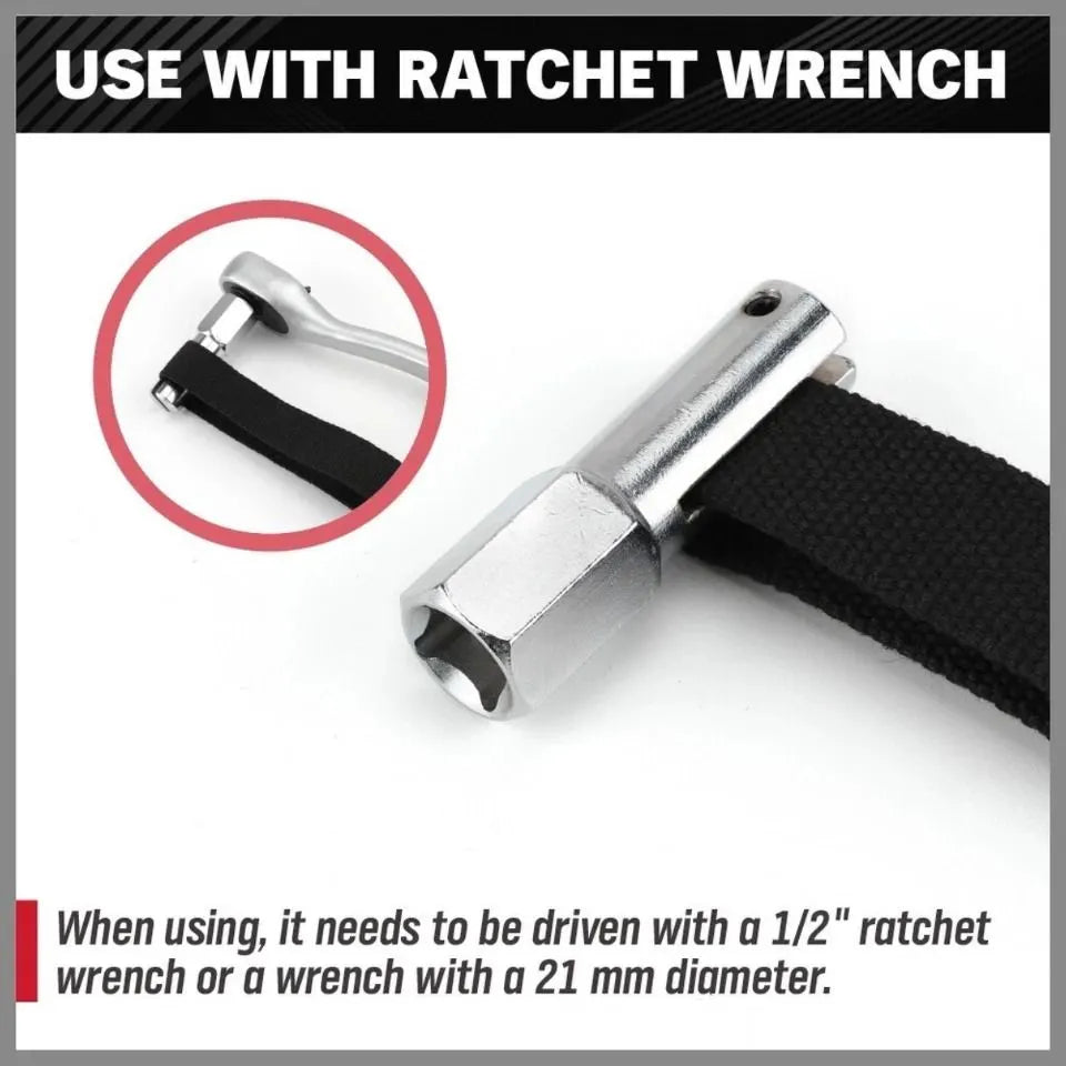 1/2" Adjustable Oil Filter Strap Wrench Threaded Oil Filter Removal Tool Nylon - Image 4