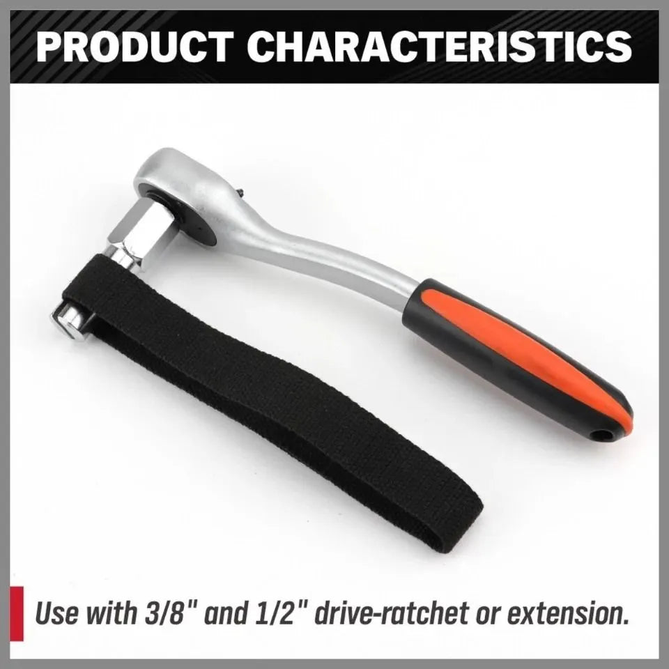 1/2" Adjustable Oil Filter Strap Wrench Threaded Oil Filter Removal Tool Nylon - Image 7
