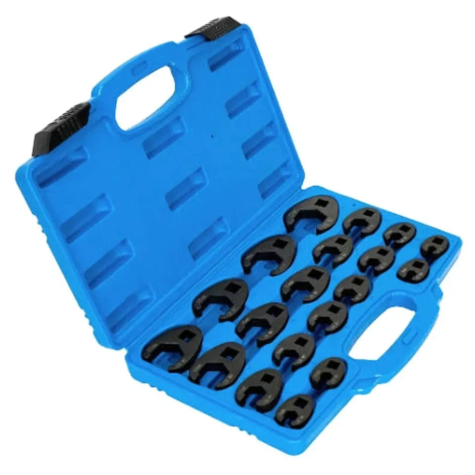 19pcs 3/8'' 1/2'' Flare Nut Crowfoot Crows foot Spanner Wrench Set Cr-Mo 8-32mm - Image 2
