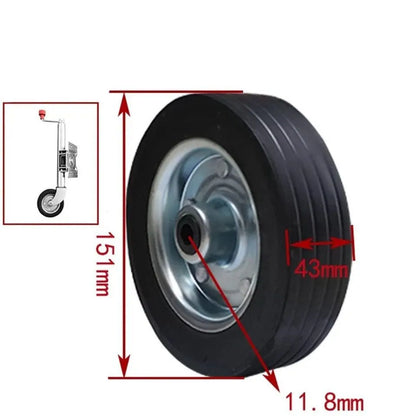 6" 150MM Heavy Duty 500KG 1100LB Solid Rubber Wheel for Jockey Wheel Replacement - Image 2