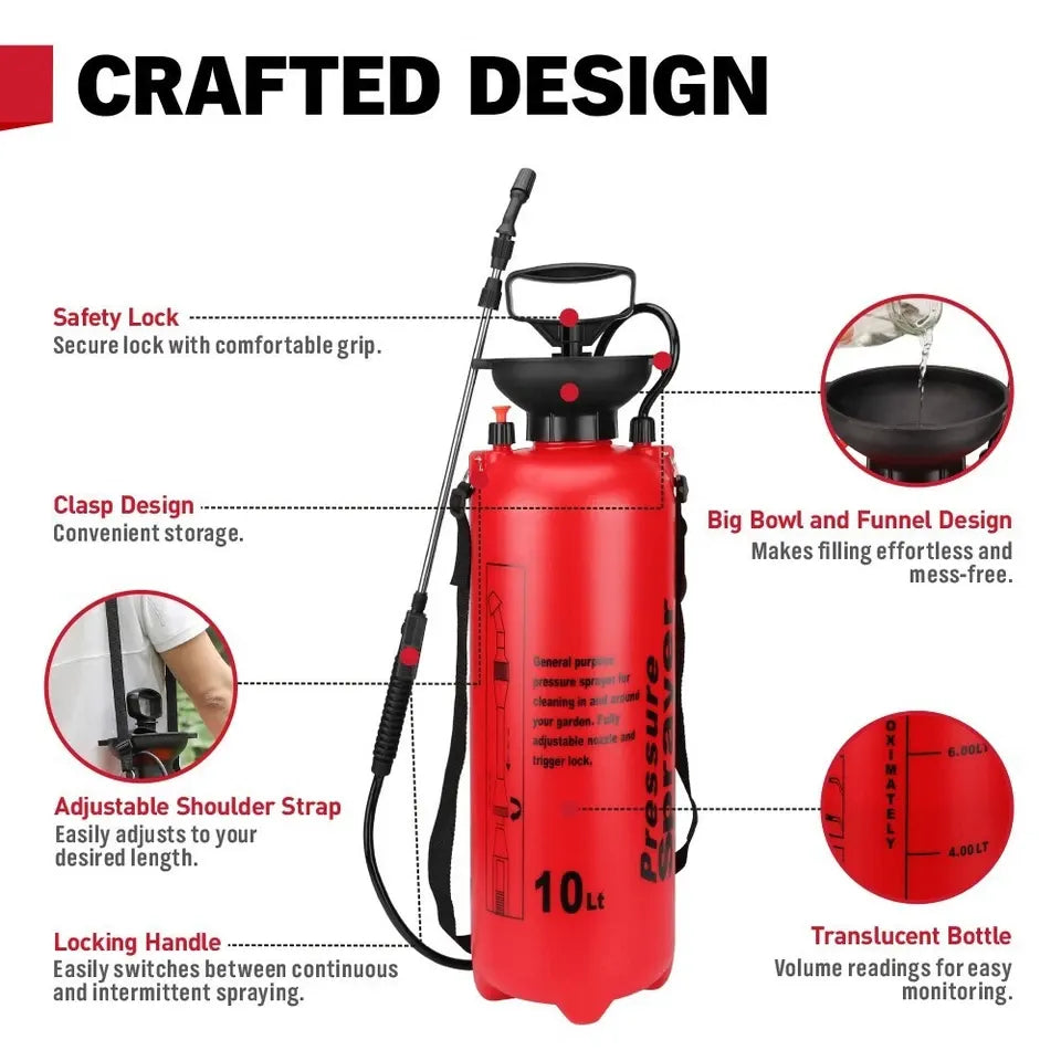 10L Garden Greens Pressure Sprayer Multi-Purpose Pressure Sprayer Farm Pesticide - Image 3
