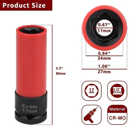 17/21MM Flower Profile Wheel Lug Deep Socket Mercedes-Benz Convex Head Remover - Image 4