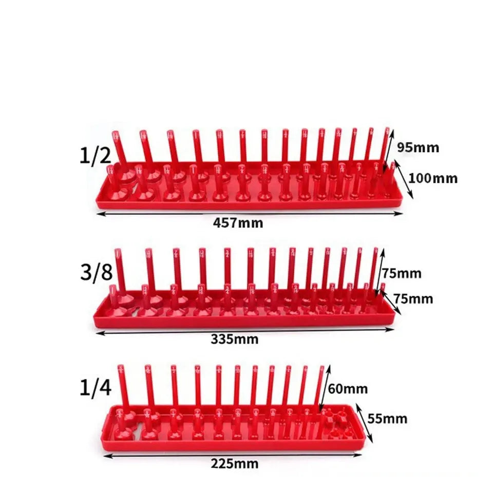 6Pcs Metric SAE Socket Tray Rack Holder Shelf Garage Organizer 1/4"/3/8"/1/2" - Image 6