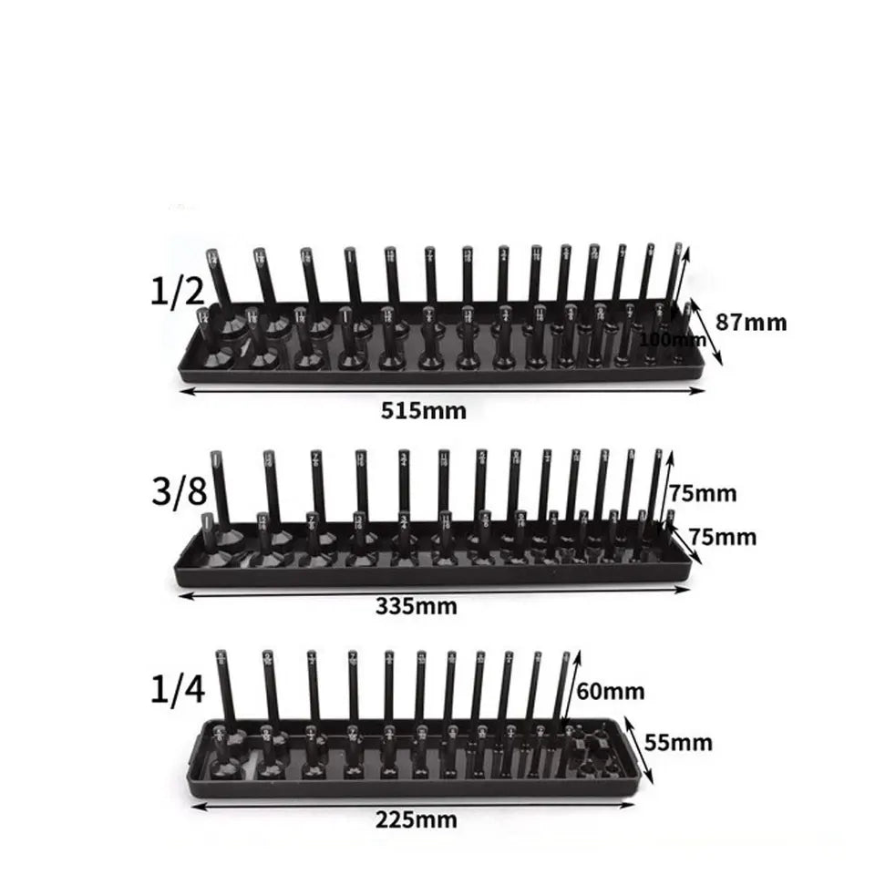 6Pcs Metric SAE Socket Tray Rack Holder Shelf Garage Organizer 1/4"/3/8"/1/2" - Image 7