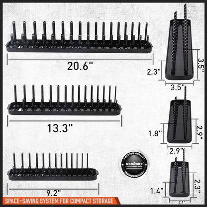 3Pcs Metric Socket Tray Rack Holder Shelf Garage Organizer 1/4"/3/8"/1/2" - Image 2