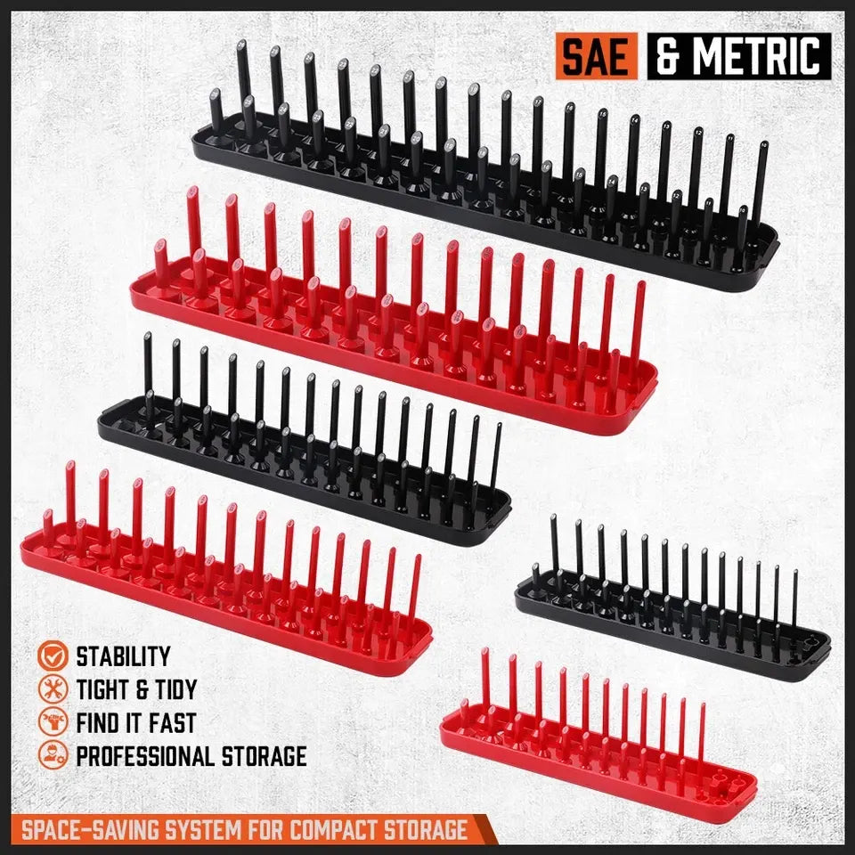 3Pcs Metric Socket Tray Rack Holder Shelf Garage Organizer 1/4"/3/8"/1/2" - Image 3
