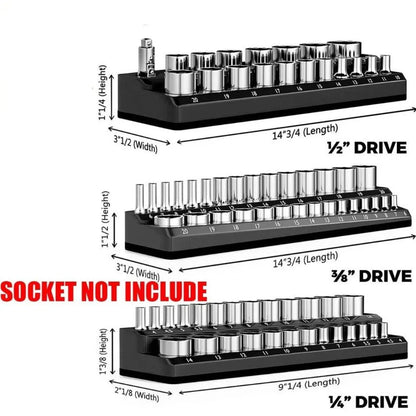 6PCS 1/4" 3/8" 1/2" 143 Slot Magnetic Socket Organizer Storage Holder Trays Set - Image 2