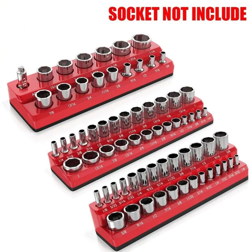 6PCS 1/4" 3/8" 1/2" 143 Slot Magnetic Socket Organizer Storage Holder Trays Set - Image 4
