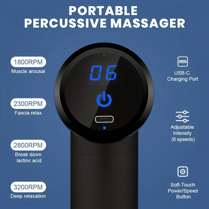 Red Portable Deep Tissue Massager | 6-Speed & 4 Heads & 15-Min Timer｜Professional Muscle Recovery, Anytime Anywhere - Image 7