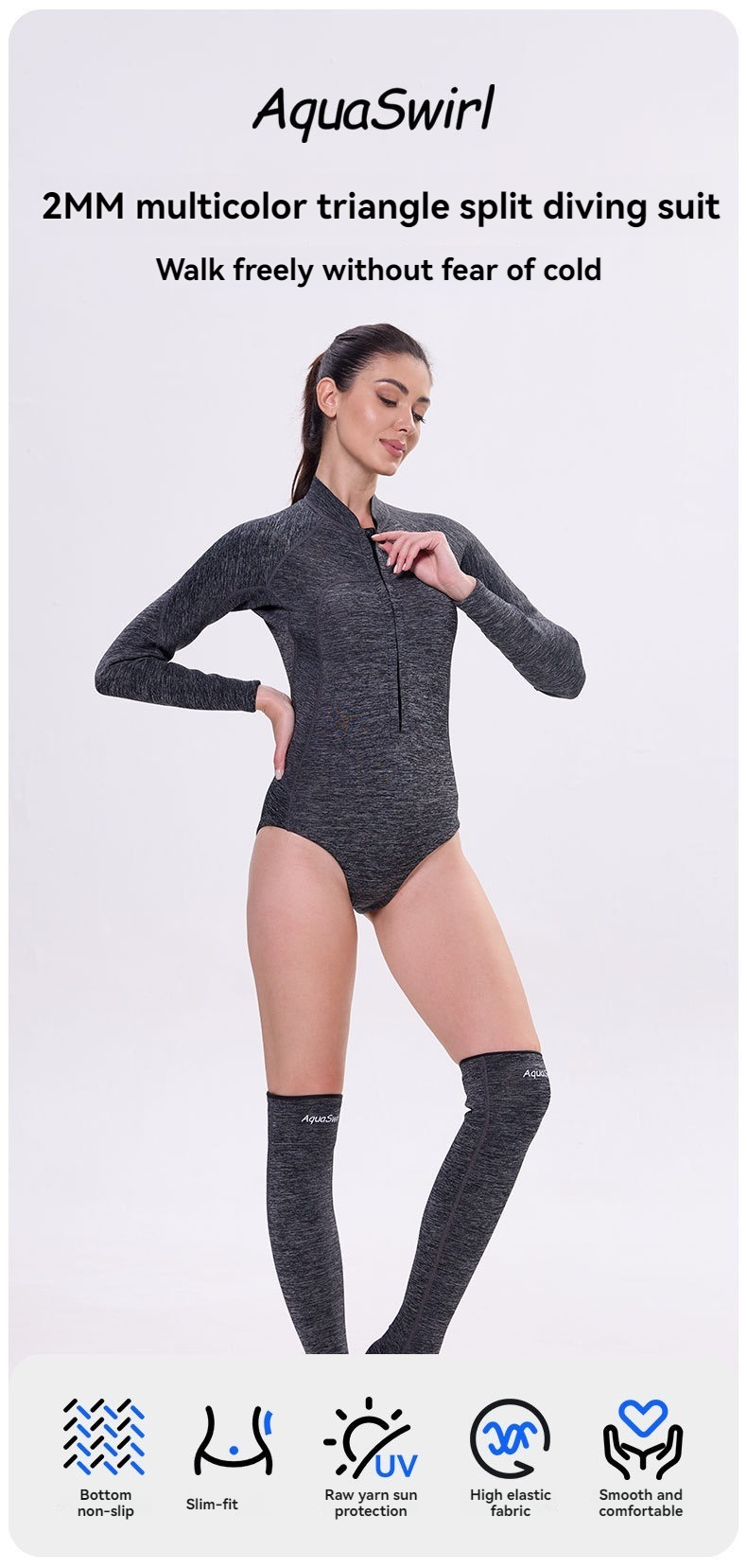 2MM jellyfish suit diving wet clothes jellyfish suit snorkeling swimsuit super elastic skin-friendly 2-piece jumpsuit+stockings - Image 3