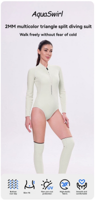 2MM jellyfish suit diving wet clothes jellyfish suit snorkeling swimsuit super elastic skin-friendly 2-piece jumpsuit+stockings - Image 3