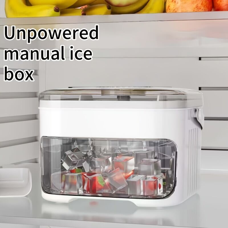 1PC Refrigerator Ice Cube Mold, Manual Press Two-Layer Design, Large Capacity Food-Grade PP Material, Suitable for Refrigerator Ice Making – Essential Kitchen Tool, 50-Cavity Ice Tray with Container, Practical Household Drink Ice Organizer. - Image 4