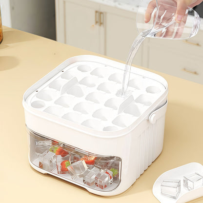 1PC Refrigerator Ice Cube Mold, Manual Press Two-Layer Design, Large Capacity Food-Grade PP Material, Suitable for Refrigerator Ice Making – Essential Kitchen Tool, 50-Cavity Ice Tray with Container, Practical Household Drink Ice Organizer. - Image 6