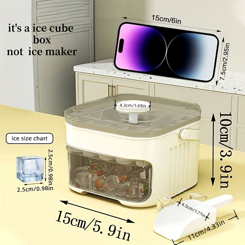 1PC Refrigerator Ice Cube Mold, Manual Press Two-Layer Design, Large Capacity Food-Grade PP Material, Suitable for Refrigerator Ice Making – Essential Kitchen Tool, 50-Cavity Ice Tray with Container, Practical Household Drink Ice Organizer. - Image 7