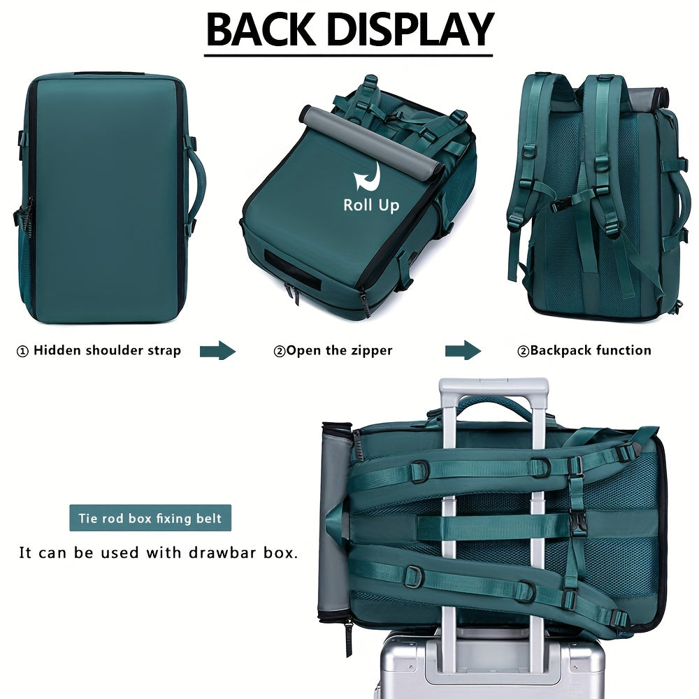 18.1-inch Easy-Travel Bag (46×30×16 cm): Four carrying modes in one bag, with independent shoe compartment and freely switchable hidden shoulder straps.(peacock blue） - Image 9