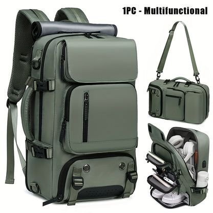 18.1-inch Easy-Travel Bag (46×30×16 cm): Four carrying modes in one bag, with independent shoe compartment and freely switchable hidden shoulder straps.(Army green）