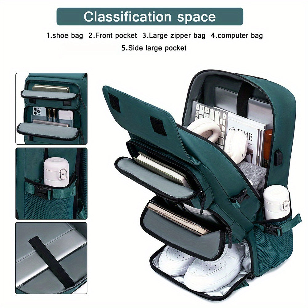 18.1-inch Easy-Travel Bag (46×30×16 cm): Four carrying modes in one bag, with independent shoe compartment and freely switchable hidden shoulder straps.(Army green） - Image 8