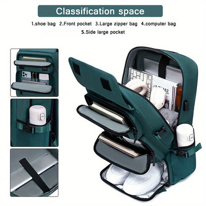 18.1-inch Easy-Travel Bag (46×30×16 cm): Four carrying modes in one bag, with independent shoe compartment and freely switchable hidden shoulder straps.(Army green） - Image 8