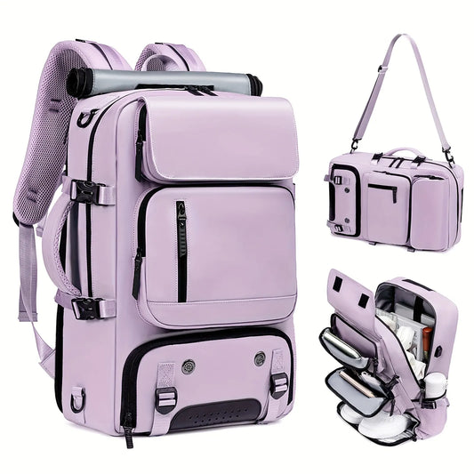 18.1-inch Easy-Travel Bag (46×30×16 cm): Four carrying modes in one bag, with independent shoe compartment and freely switchable hidden shoulder straps.(light purple）