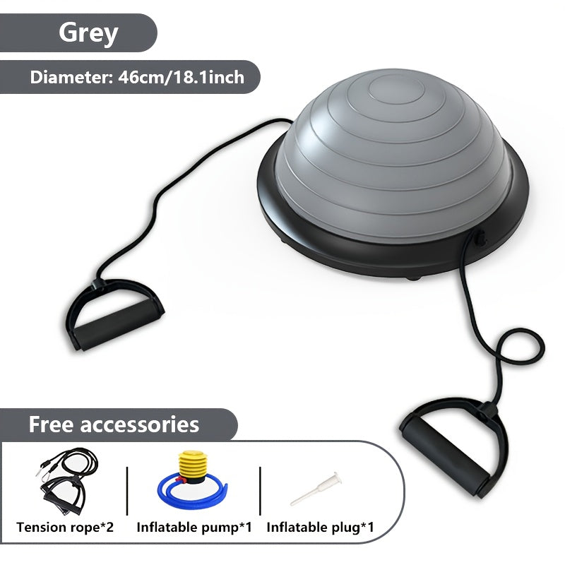 Hemisphere Trainer – Portable Inflatable Balance Trainer, specifically designed for core training, yoga, rehabilitation, and Pilates, equipped with a stable base. Suitable for home gyms, fitness centers, and physical conditioning.（GREY） - Image 2