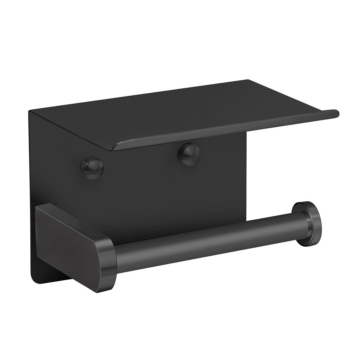 1pc Toilet Paper Holder with Shelf, Bathroom Tissue Storage Rack, Wall-Mounted Paper Towel Dispenser, Stainless Steel Bathroom Paper Holder, Bathroom Accessory(Black) - Image 8