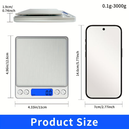 Food Scale, Kitchen Scale — Digital Weight Display in Grams and Ounces, High-Precision Electronic Scale.3000G/0.1G - Image 3