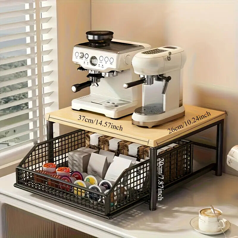 Modern Kitchen Microwave Shelf with Drawer: Sturdy and solid structure, designed to save counter space for storing appliances, utensils, dishes, and household items. Minimalist design suitable for 1000+ scenarios, chosen by 1000 households, WHITE - Image 3