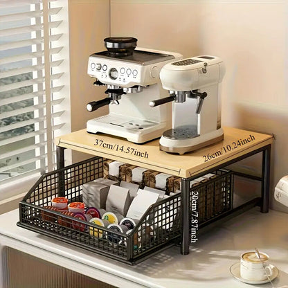 Modern Kitchen Microwave Shelf with Drawer: Sturdy and solid structure, designed to save counter space for storing appliances, utensils, dishes, and household items. Minimalist design suitable for 1000+ scenarios, chosen by 1000 households, WHITE - Image 3
