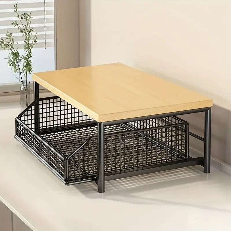 Modern Kitchen Microwave Shelf with Drawer: Sturdy and solid structure, designed to save counter space for storing appliances, utensils, dishes, and household items. Minimalist design suitable for 1000+ scenarios, chosen by 1000 households, WHITE - Image 4