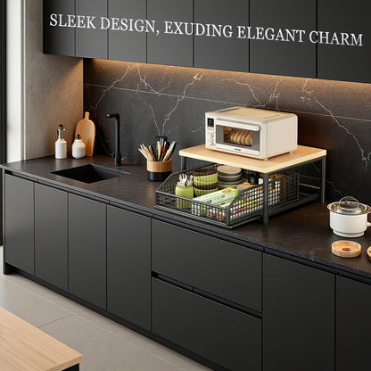 Modern Kitchen Microwave Shelf with Drawer: Sturdy and solid structure, designed to save counter space for storing appliances, utensils, dishes, and household items. Minimalist design suitable for 1000+ scenarios, chosen by 1000 households, WHITE - Image 9