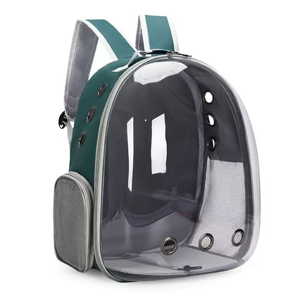 (GREEN)Replacement Transparent Pet Backpack with Zipper Closure - Heavy-Duty Structure, Ventilated and Padded Lining - Portable Travel Carrier for Cats, Small Dogs, Airplanes, Trains, Cars - Safe and Comfortable Carrier Backpack for Busy Pet Owners - Idea