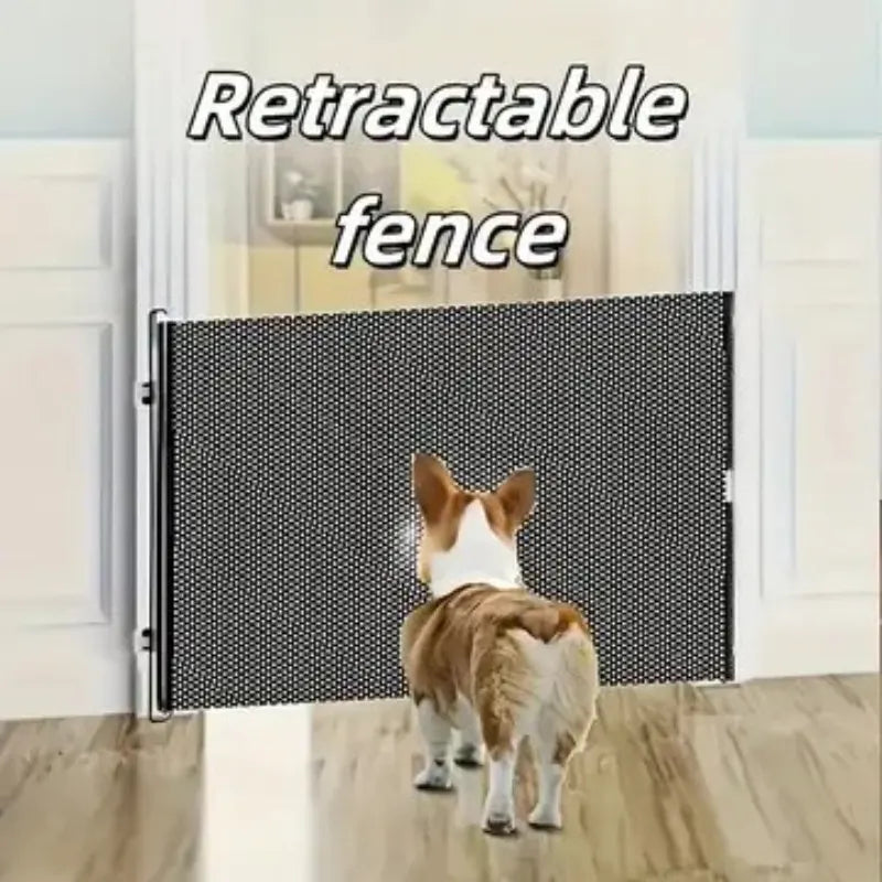 Expandable Pet Fence, made of PVC mesh material, easy to install, suitable for small dogs, cats, and various pets. No-drilling design effectively prevents pets from escaping, making it an ideal choice for stairs, corridors, and doorways.  （BLACK） - Image 4