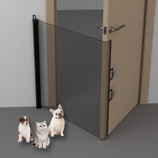 Expandable Pet Fence, made of PVC mesh material, easy to install, suitable for small dogs, cats, and various pets. No-drilling design effectively prevents pets from escaping, making it an ideal choice for stairs, corridors, and doorways.  （WHITE） - Image 4